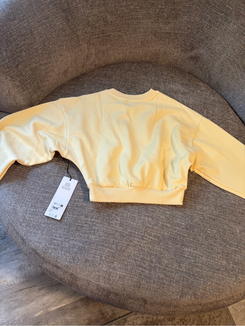 ALO Yoga Cropped Crewneck in Pale Yellow